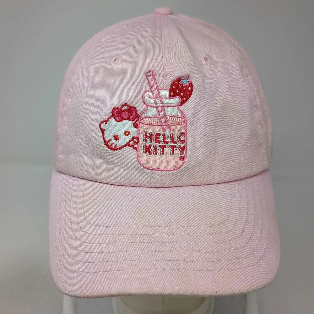Sanrio Hello Kitty Strawberry Milk Pink Baseball Cap One Size Embroidered Hat